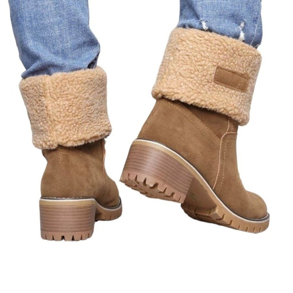ROSY - Camel Plush-Lined Fold-Over Winter Boot - Picture 5 of 7